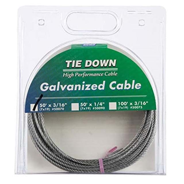 3/26 in. x 50 ft. Galvanized Cable w/ Swagged Loop and Thimble