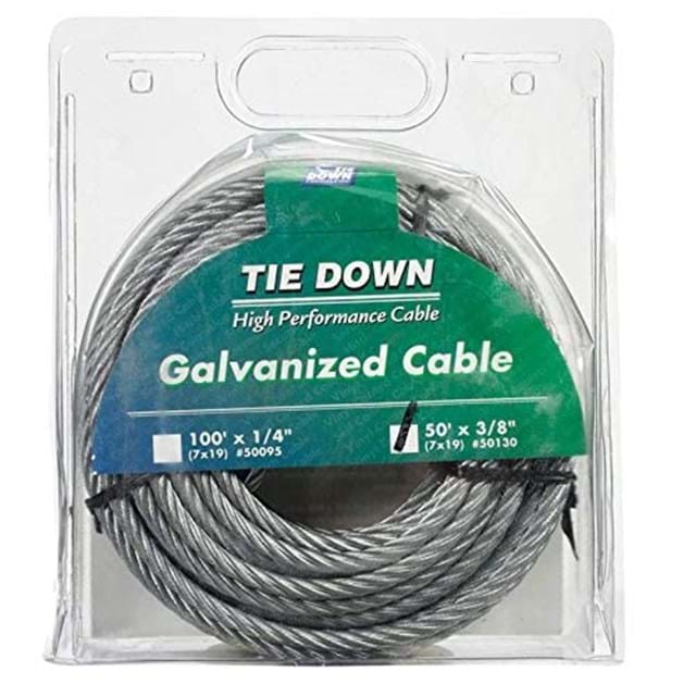 3/8 in. x 50 ft. Galvanized Cable w/ Swagged Loop and Thimble