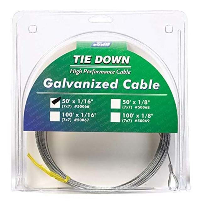 1/16 in. x 50 ft. Galvanized Cable w/ Swagged Loop and Thimble