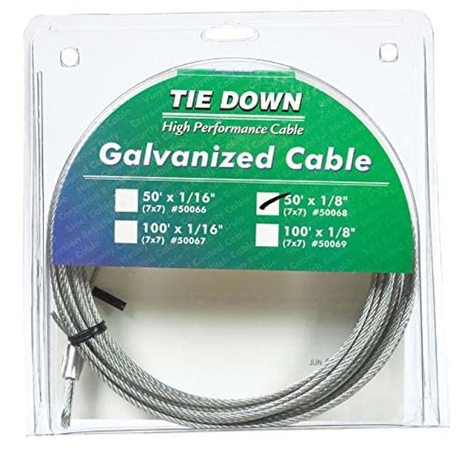 1/8 in. x 50 ft. Galvanized Cable w/ Swagged Loop and Thimble